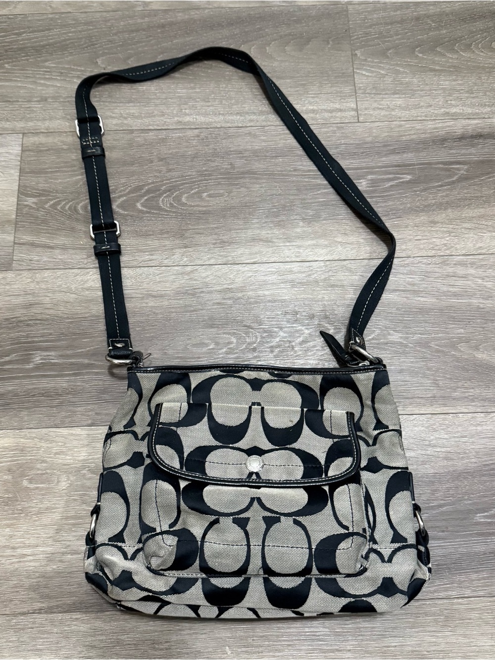 Vintage Coach Signature Jacquard Crossbody Bag